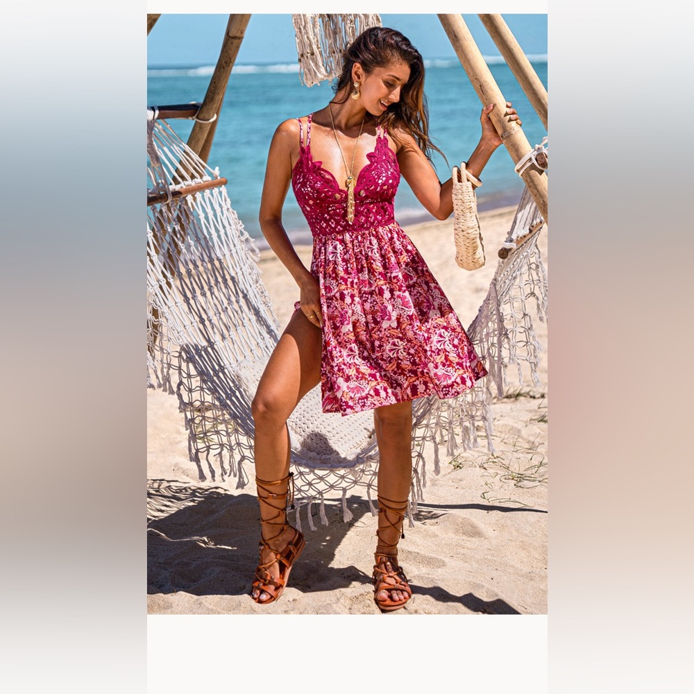 Cupshe Red and Pink Floral Mini Dress